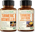 Turmeric Boswellia &amp Saffron Mood Support Bundle – Natural Joint Emotional &amp Digestive Wellness with Turmeric Curcumin Boswellia Serrata Saffron Extract and BioPerine