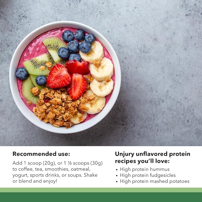 Unjury Planted Vegan Protein Powder | 20g Unflavored Pea Protein Powder | Low Sugar and Plant Based | Gluten and Dairy Free Pea Protein Isolate | Non-GMO | 20 Servings