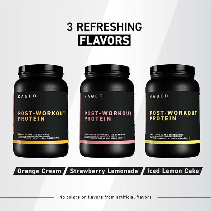 Kaged Post Workout Protein Powder | Iced Lemon Cake | Whey Protein Creatine Glutamine &amp Betaine | Re Recovery Drink | Supports Muscle Building | Supplements for Men &amp Women | 20 Servings