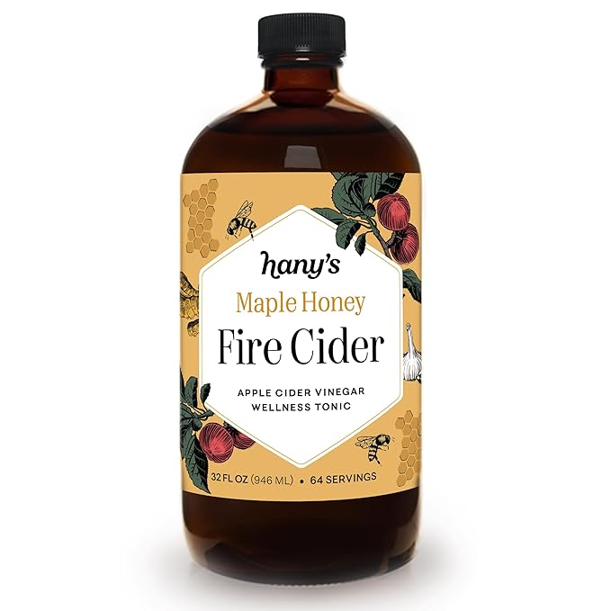 Hany's Harvest Maple Honey Fire Cider – 32 fl oz Glass Bottle | All-Natural Small-Batch Handcrafted Non-GMO