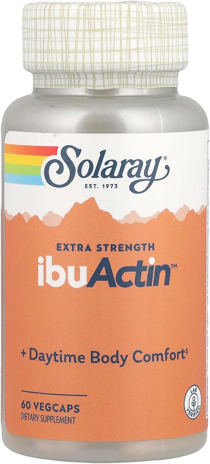 SOLARAY Ibuactin - Turmeric and Ginger Supplement for Men and Women Body Comfort Supplement Turmeric &amp Ginger Capsules - 60 Count VegCaps
