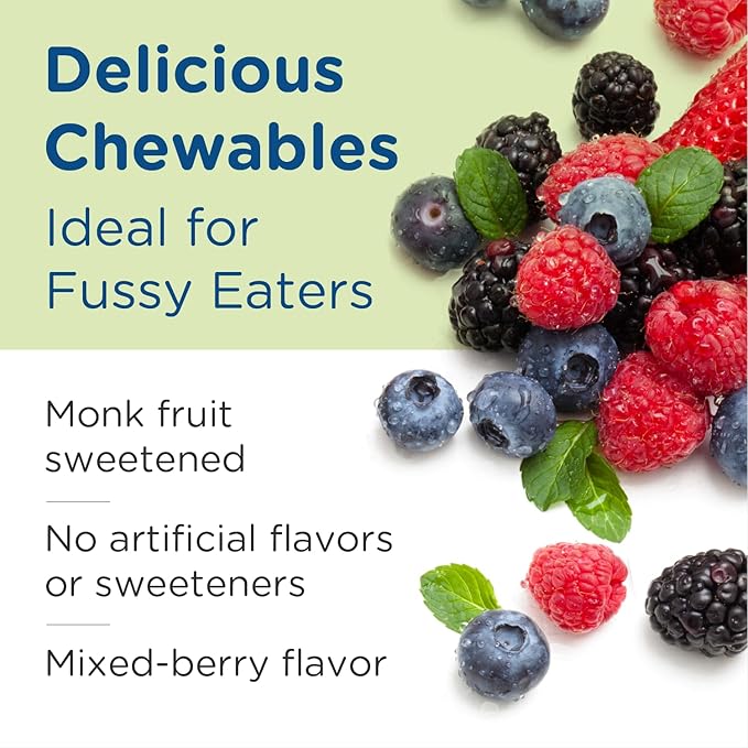 Designs for Health ProbioMed Kids Chewable Probiotic - 10b CFU Gut &amp Immune Support for Children - Lactobacillus Bifidobacterium + Saccharomyces boulardii - Delicious Berry Flavor (30 Tablets)