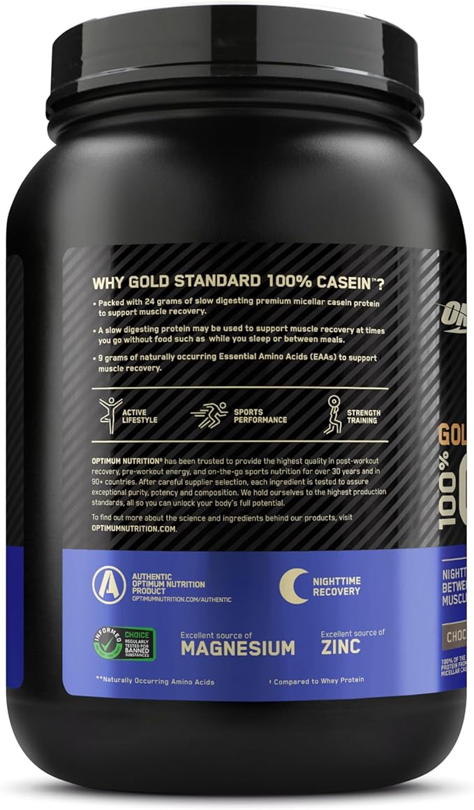 Optimum Nutrition Gold Standard 100% Micellar Casein Protein Powder Slow Digesting Helps Keep You Full Overnight Muscle Recovery Chocolate Supreme 2 Pound (Packaging May Vary)