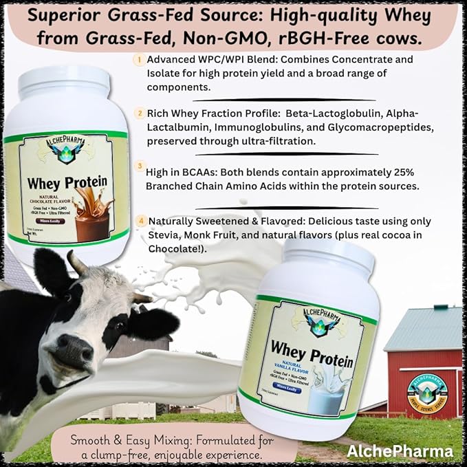 Premium Whey Blend - Grass-Fed Whey Protein Concentrate &amp Isolate Powder Naturally Sweetened (12 Ounce Natural Vanilla)