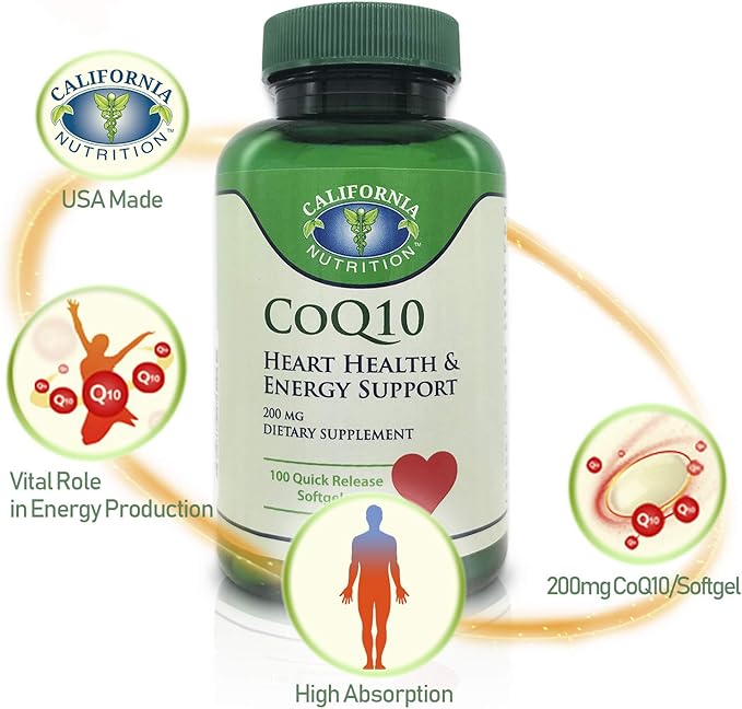 3 Packs CoQ10 200mg Soft Gels Coenzyme Q10 High Absorption Dietary Supplement 100 Counts Softgels Co-Q10 Quick Release Co Q-10 Antioxidant for Heart Health Energy Production