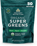 Ancient Nutrition Super Greens Powder Organic Superfood Powder with Probiotics Made with Spirulina Chlorella Matcha and Digestive Enzymes 50 Servings 14.1 oz
