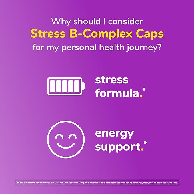 Twinlab Stress B-Complex Caps - Energy Support Supplement with Vitamin B12 and B6-100 Capsules (Pack of 2)
