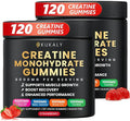 Creatine Monohydrate Gummies for Men &amp Women 9000MG Creatine Gummies Sugar Free with L-Taurine BCAA 2:1 B12 B6 for Boost Strength Focus &amp Endurance Vegan Non-GMO Strawberry 120*2 Bottle