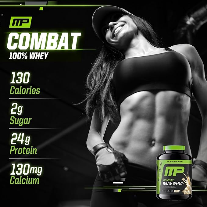 MusclePharm Combat 100% Whey Protein Powder Vanilla Flavor Fast Recovery &amp Muscle Gain with Whey Protein Isolate High Protein Powder for Women &amp Men Gluten Free 5 lb 70 Servings