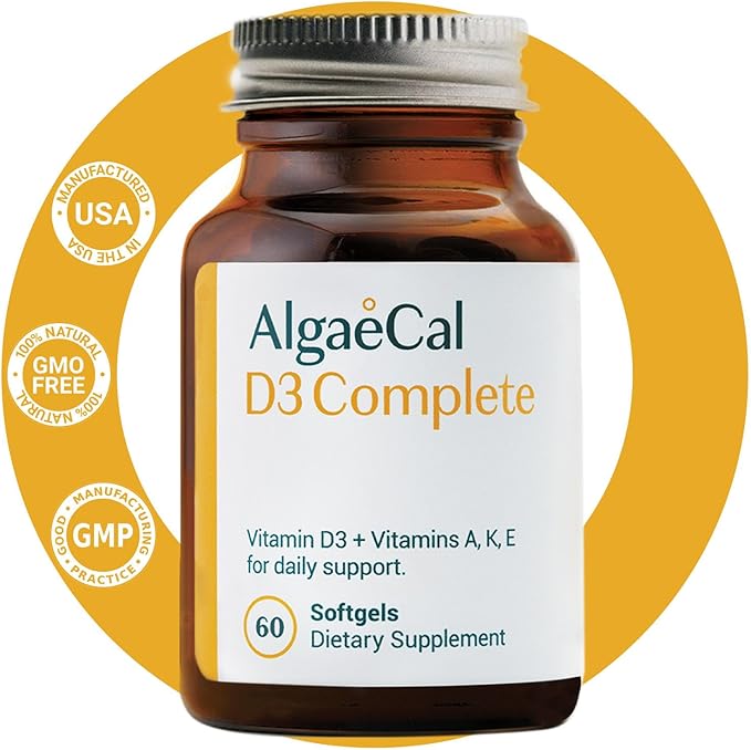 ALGAECAL Wellness Bundle - D3 Complete (1000 IU) + K2 Vitamin E Vitamin A &amp Omega-3 1200mg EPA DHA for Overall Support