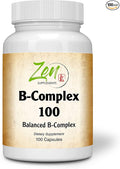 Complete B-Complex Vitamin Supplement - Full-Spectrum B Vitamin Supplement with Folic Acid Biotin Inositol - for Immune &amp Cardio Health Energy Metabolism - 100 Capsules