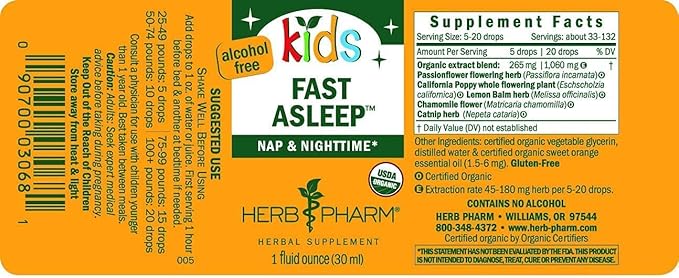 Herb Pharm Kids Alcohol-Free Immune Fortifier 1 Oz and Kids Alcohol-Free Fast Asleep 1 Oz Herbal Gift Set