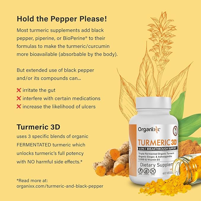 Organixx Joint &amp Muscle Care &amp Turmeric 3D Bundle Organic Turmeric Frankincense &amp Myrrh Plus Fermented Turmeric Ginger &amp Ashwagandha Supports Joint &amp Immune Health Gluten Free