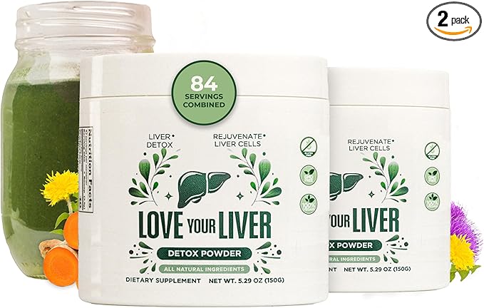 Detox Cleanse Powder - 84 Total Servings of Liver Cleanse Detox &amp Repair Powder with Milk Thistle Dandelion Root Turmeric Artichoke Leaf - Liver Supplement Drink for Liver Health Two Pack!