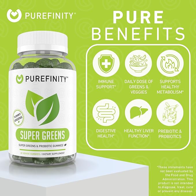 PUREFINITY Tart Cherry and Super Greens Gummies Bundle (Uric Acid Flush &amp Cleanse with Your Daily Greens)