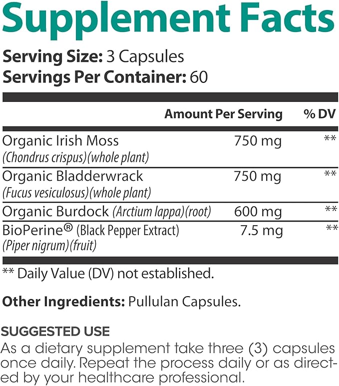 Lumen Naturals Sea Moss for Women – with Irish Moss Bladderwrack &amp BioPerine – 2100mg Per Serving – 180 Capsules – 60 Servings – Non-GMO Vegan &amp Gluten-Free (180 Count (Pack of 1))