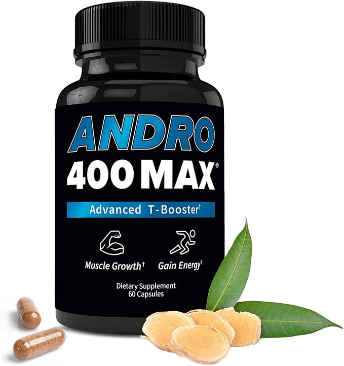 Andro400 Max Advanced T-Support &amp Nitric Oxide Booster – Tongkat Ali with L-Arginine &amp L-Citrulline – Supports Blood Flow Circulation and Physical Performance – 1 Pack 60 Capsules