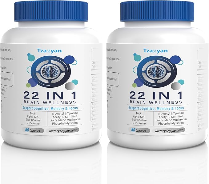 Brain Supplements for Memory and Focus Clarity &amp Cognitive Improvement 300mg Alpha GPC CDP-Choline DHA Lion’s Mane L-Theanine Vitamin &amp Phosphatidylserine for Men &amp Women 90 Capsul