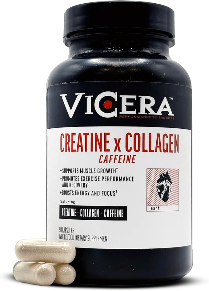 Creatine x Collagen x Caffeine Capsules HCl Creatine Workout Supplement with 100 mg Plant Based Caffeine from Coffee Berry Gluten Free Non GMO 90 Capsules