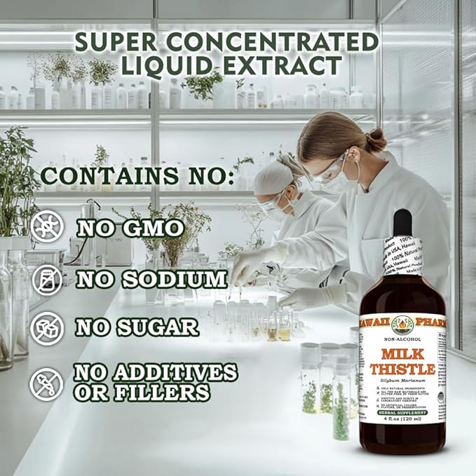 Milk Thistle (Silybum marianum) Dry Seed Glycerite All Natural Vegan Lab Tested Alcohol-Free Liquid Extract - 32 fl.oz