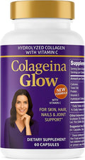 Colageina Glow – Hydrolyzed Collagen Supplement 60 Capsules | Daily Use Formula with Collagen and Vitamin C | 2 Capsules per Day | Premium Quality Presentation for Everyday Routine Colageina