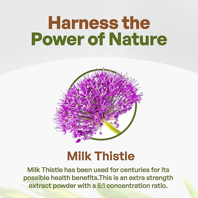 Go Nutra Milk Thistle Powder 1 lb. | Milk Thistle Extract 10:1 Strength Silymarin | Silybum Marianum Herbal Supplement Non-GMO