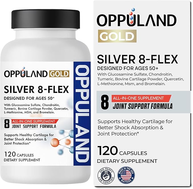 Silver 8 Flex - Joint Support Supplement for Men &amp Women - Glucosamine Chondroitin MSM Complex for Knee Hip and Movement Health - Nutritional Advanced Formula for Ages 50+ - 120 Capsules