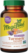 MegaFood Turmeric Curcumin Supplement - Joint Support Supplement Turmeric Curcumin with Black Pepper Boswellia Extract &amp Ginger Root Vegan Non-GMO 60 Tablets (30 Servings)
