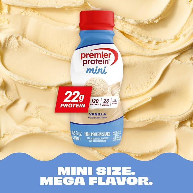 Premier Protein Shake MINIs Vanilla 22g Protein 120 Calories No Added Sugar 8.75 fl oz 12 Pack