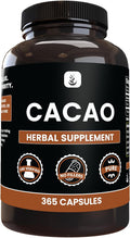 Pure Original Ingredients Cacao (365 Capsules) No Magnesium Or Rice Fillers Always Pure Lab Verified