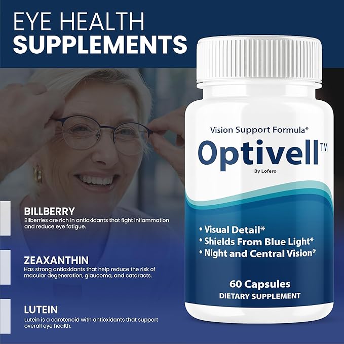 (5 Pack) Optivell Eye Capsules Optivel Pills Vitamins Eye Care Wellness Supplement Healthy Eyesight Retina Sharper Vision Support Formula Clear Eyes Ocular Comfort Health Visual Balance (300 ct)