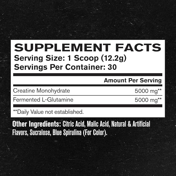 Jacked Factory Creatine + Glutamine - Creatine Supplement with L-Glutamine for Muscle Recovery Muscle Growth Increased Strength (30 Servings Unflavored &amp 30 Servings Blue Raspberry)