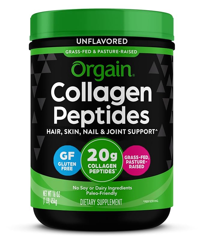 Orgain Hydrolyzed Collagen Peptides Powder Life Extension Magnesium Caps 500mg - Joint Hair Skin Nail Support &amp Heart Health