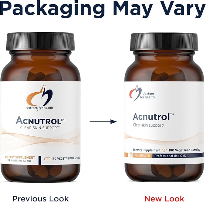 Designs for Health Acnutrol Clear Skin Support Pills - Pantothenic Acid + 50000 IU Vitamin A Vitamins D + E Carnitine + Minerals - Non-GMO + Soy Free Oral Supplement (180 Capsules)