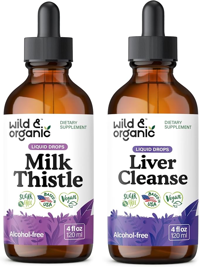 Wild &amp Organic Milk Thistle Tincture 4 fl oz &amp Liver Cleanse Tincture 4 fl oz