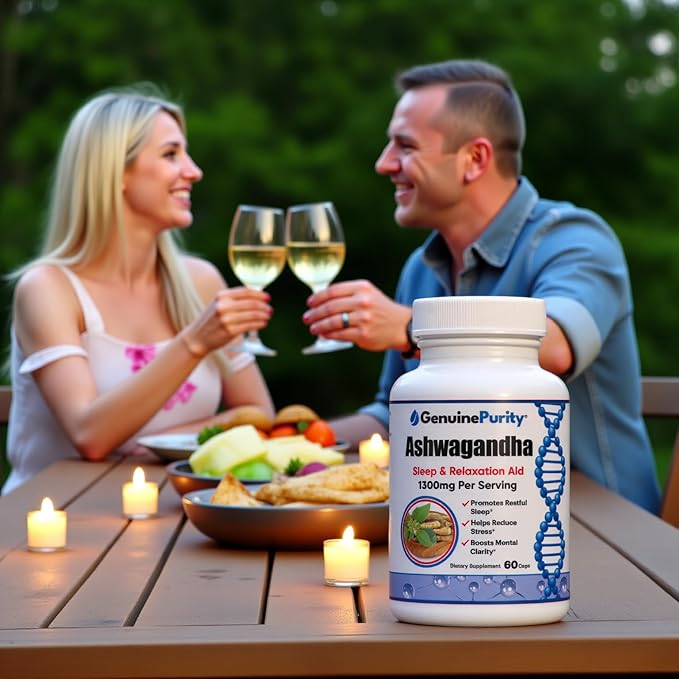 Organic Ashwagandha Supplement - 60 Vegan Capsules of Ashwagandha Root Extract with Black Pepper for Better Absorption - Support Relaxation Calm Mood &amp Sleep Quality