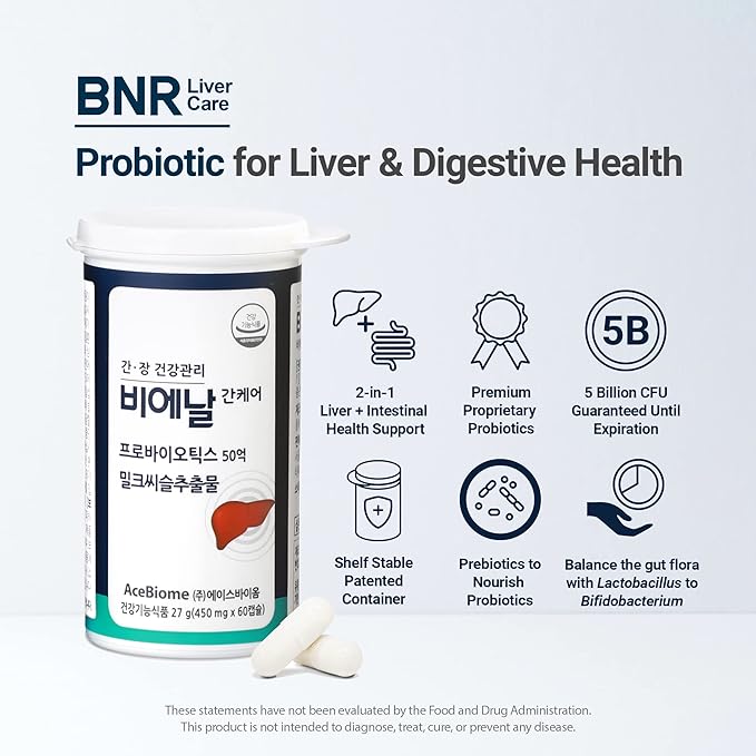 Bnr Liver Care Milk Thistle Probiotics and Prebiotics Silymarin Liver and Digestive Support 5 Billion CFU Guaranteed 60 Capsules