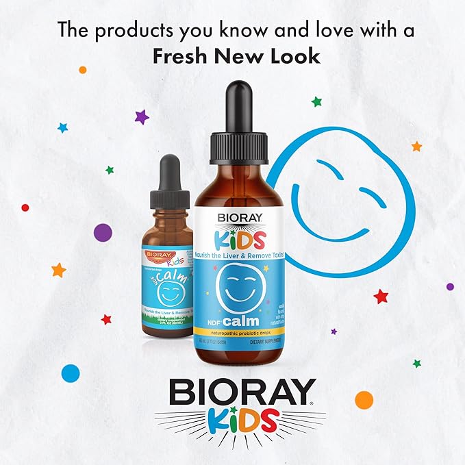 BIORAY Kids NDF Calm Vanilla - 4 fl oz - Nourish the Liver &amp Remove Toxins - Non-GMO Vegan Gluten Free - 2-4 Month Supply