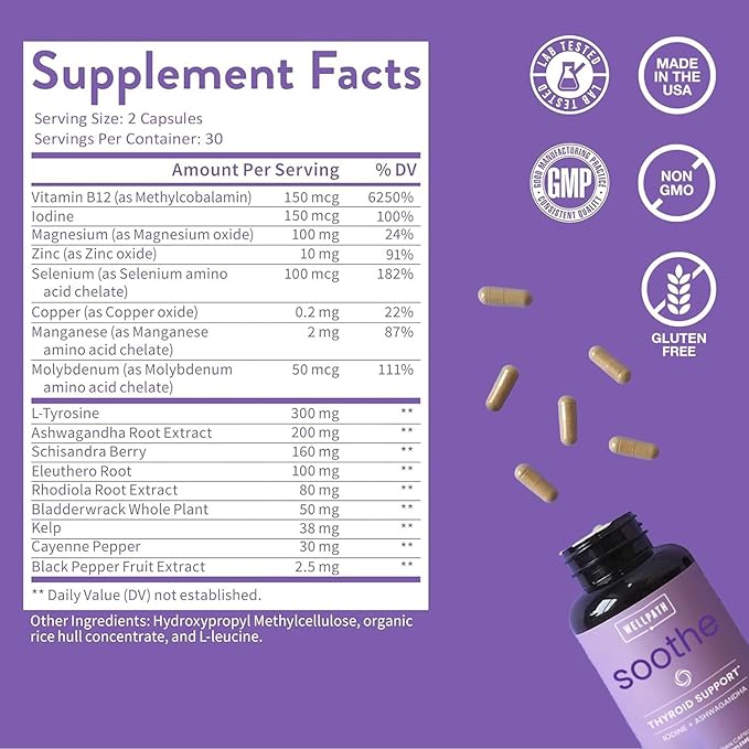 Soothe Hormone Balance for Women + Thyroid Support for Women (3-Pack) | Cortisol Manager Mood Support &amp Metabolism Booster | Adrenal Support | Rhodiola Selenium Iodine | Adaptogens 180 ct