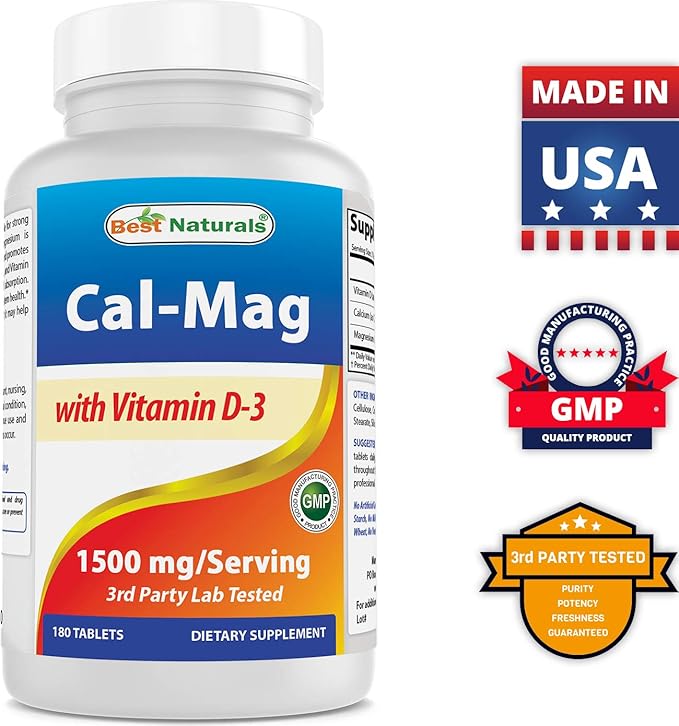 Best Naturals Calcium Magnesium with Vitamin D3 1500mg &amp Vitamin D3 10000 IU