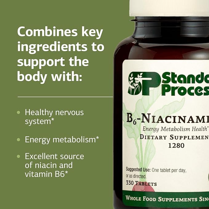 Standard Process B6-Niacinamide Energy Metabolism Health Dietary Support - Gluten-Free Non-Dairy &amp Non-Soy - Cardiovascular Support - 330 Tablets