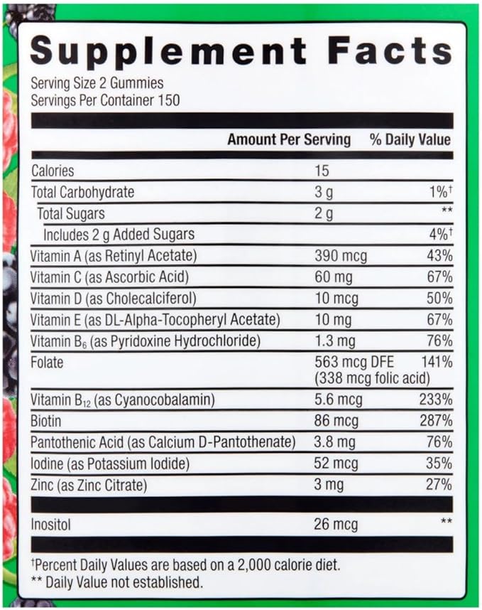 Equate Adult Multivitamin Gummies Daily Multivitamin for Men &amp Women Natural Fruit Flavor 300 Count (150 Servings) Sticker