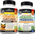 Turmeric Curcumin with Black Pepper Extract 1500mg Complex (2 Month Supply) Plus Advanced Strength Pre and Probiotics Supplement with Digestive Enzymes (2 Month Supply)