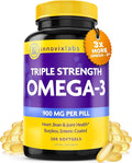InnovixLabs Triple Strength Omega 3 Supplement Burpless Fish Oil for Women and Men - 900 mg EPA &amp DHA Brain &amp Joint Support Award Winning &amp Third-Party Tested 200 Softgels