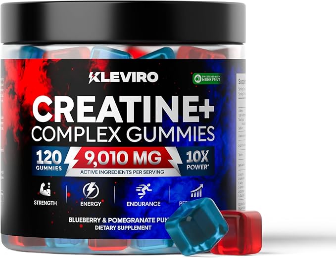 Creatine Monohydrate Gummies - Blueberry &amp Pomegranate Creatine for Women and Men - Supplement Supports Muscle Gain Energy Pre and Post Workout Focus &amp Cognition Recovery