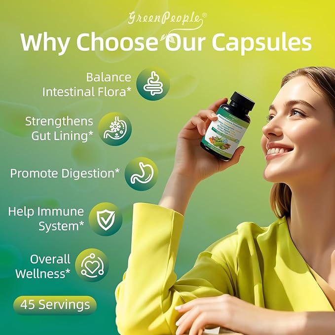 GREENPEOPLE Akkermansia Probiotics 15B CFU for Gut Function 60CT Probiotics Supplement with Ceylon Cinnamon Turmeric | Digestive Health &amp Metabolic Support | Women &amp Man | Vegan &amp Gluten