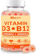 Vitamin D3 B12 Gummies Vitamin D and B12 Gummy Suppment with Vitamin A C K Calcium Magnesium Zinc for Women &amp Men