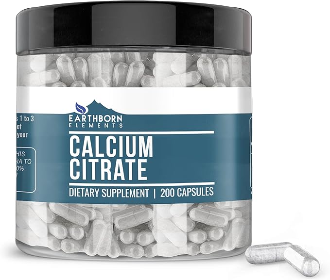 Earthborn Elements Calcium Citrate 200 Capsules Pure &amp Undiluted No Additives