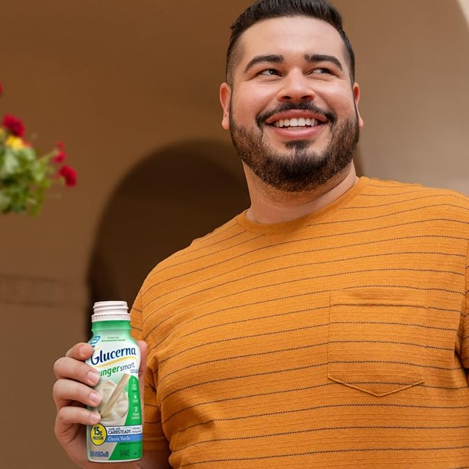Glucerna Hunger Smart Diabetes Care Shake Classic Vanilla Diabetic Meal Replacement to Support Blood Sugar Management 15g Protein 180 Calories Ready to Drink 10 Fl Oz 24 Pack