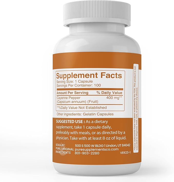 PURE ORIGINAL INGREDIENTS Cayenne Pepper &amp Turmeric Curcumin Capsules Bundle (100 Capsules Each) No Additives or Fillers Lab Verified